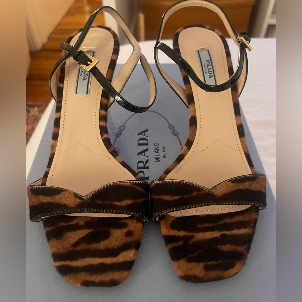 Prada pony hair kitten heels